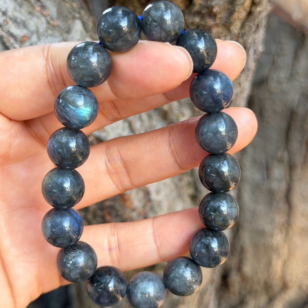 12mm stretchable dark labradorite‎ bracelet 0618